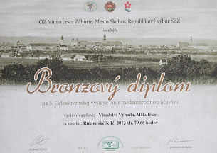 Bronzový diplom - OZ Vínna cesta Záhorie