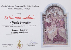 Stříbnrá medaile - Vinařská škola Valtice