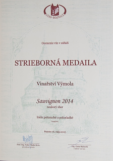 Stříbrná medaile - Sauvignon 2014
